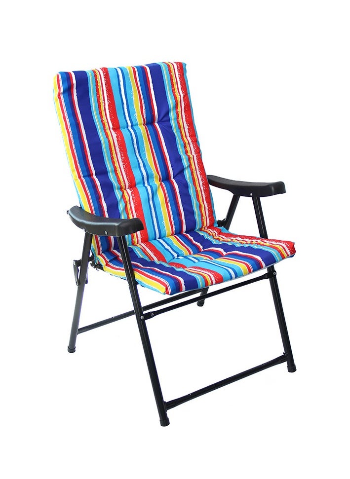 Generic Vibrant Striped Foldable Outdoor Chair - Perfect for Gardens & Trips  - Image 2