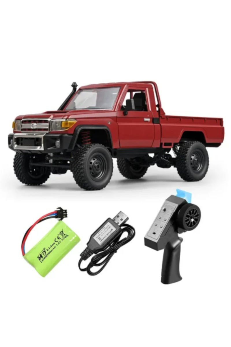 سيارة MN82 حمراء رباعية الدفع تعمل بالتحكم عن بعد للطرق الوعرة بمقياس 1/12، طراز LC79، سيارة تسلق مزودة بمصابيح LED، محاكاة بالحجم الكامل