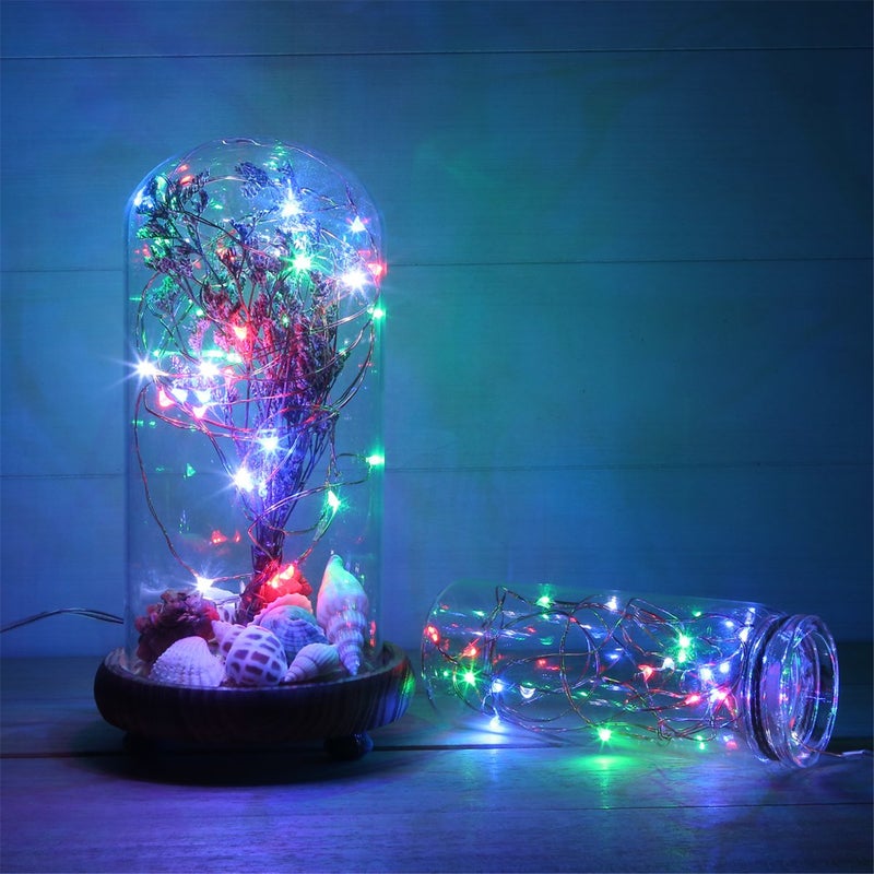 Solar String Lights Outdoor Short Fairy Flashing Firefly Lights 16 Feet 50 LEDs For Outdoor Garden And Backyard Decoration, Multi-Color - Image 3