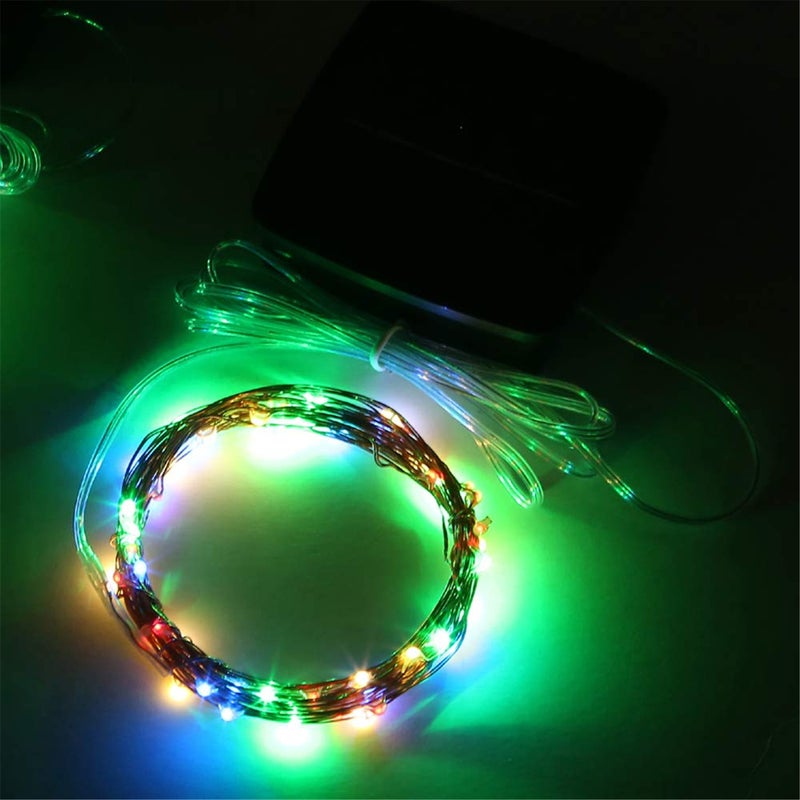 Solar String Lights Outdoor Short Fairy Flashing Firefly Lights 16 Feet 50 LEDs For Outdoor Garden And Backyard Decoration, Multi-Color - Image 2