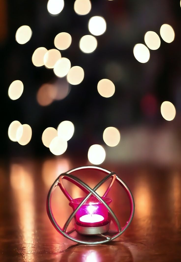 Elegant Golden Geometric Design Metal Tealight Candle Holder with Red Butterfly Glass Votive Holder for Stylish Home Decor
