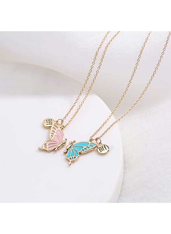 PAWSONIFY Cute Butterfly BFF Necklaces for 2, Enamel Butterfly Friendship Necklace for girls and women - Image 3