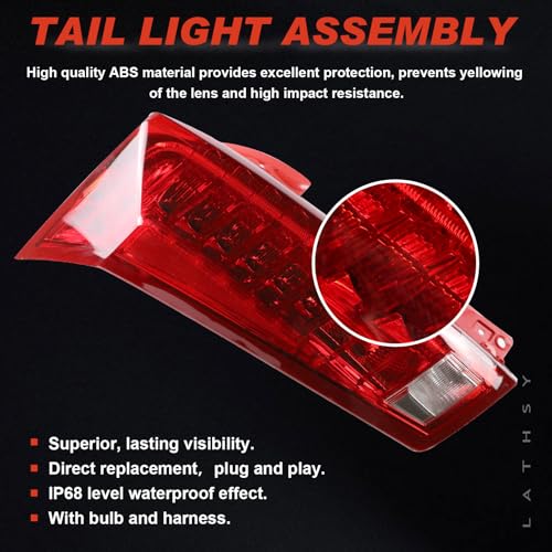 Lathsy Tail Light Assembly Compatible with 2010-2016 Cadillac SRX Left Driver Side Taillight LED Rear Brake Lamp Replace 22774015 - Image 5