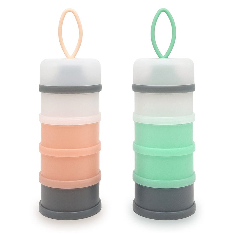 LADISO Baby Formula Dispenser, Portable Milk Powder Dispenser Container, Baby Feeding Travel Storage Container, formula mixer, formula holder, BPA Free, 4 Compartments, 2 Packs, dispensador de fÃ³rmula - Image 1