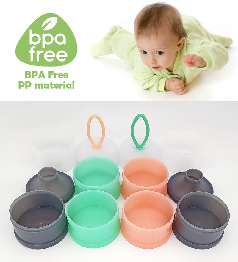 LADISO Baby Formula Dispenser, Portable Milk Powder Dispenser Container, Baby Feeding Travel Storage Container, formula mixer, formula holder, BPA Free, 4 Compartments, 2 Packs, dispensador de fÃ³rmula - Image 3