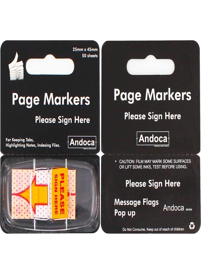 Andoca Please Sign Here Message Flags, 100 Pages Total, 0.98 x 1.77 Inch Wide, Easy to Post, 50 Flags/Dispenser, Medium Yellow, 2 Dispensers/Pack - Image 2