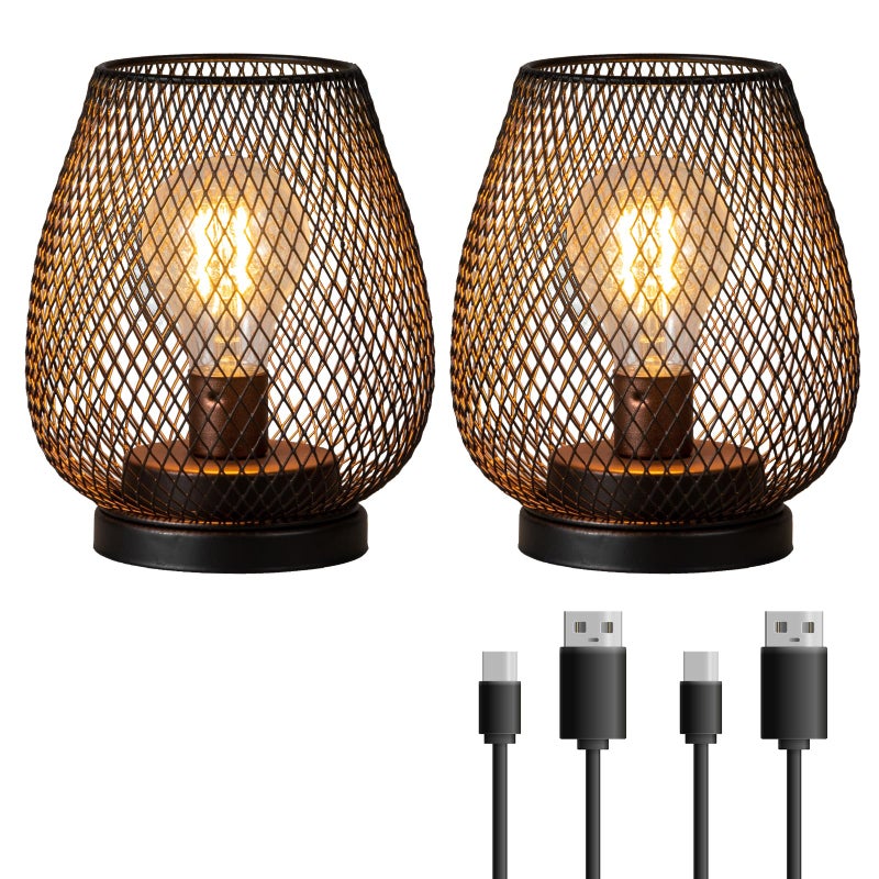 NEEDOMO 2 Pack Rechargeable Lamp Outdoor Table Lantern, Cordless Table Lantern with Timer Mode, Vintage Decorative Lights Cordless Lamp Indoor Outdoor Patio Bedroom Living Room with LED Bulb - Image 1