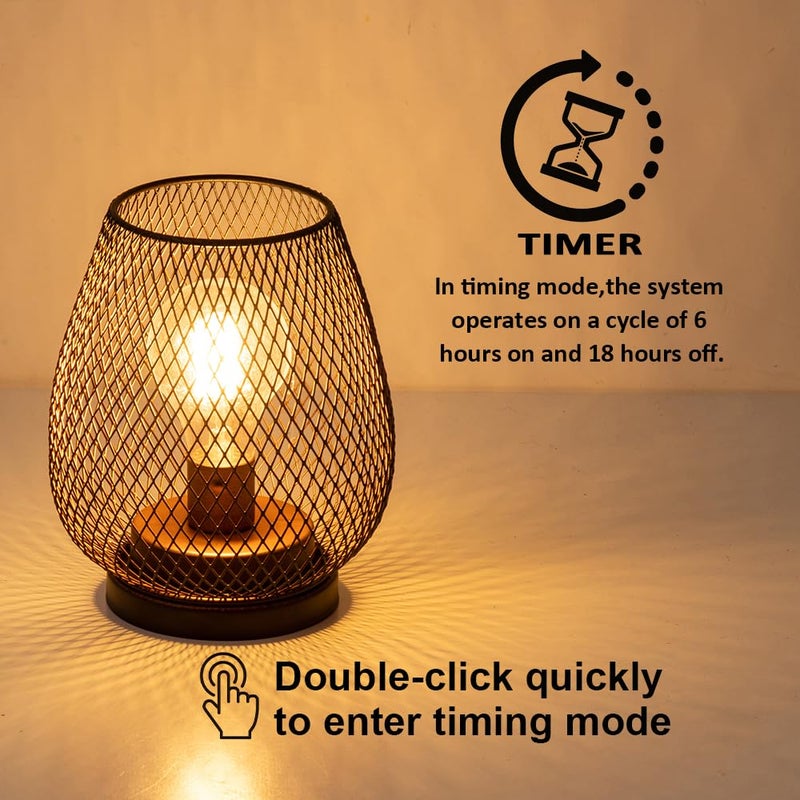 NEEDOMO 2 Pack Rechargeable Lamp Outdoor Table Lantern, Cordless Table Lantern with Timer Mode, Vintage Decorative Lights Cordless Lamp Indoor Outdoor Patio Bedroom Living Room with LED Bulb - Image 4