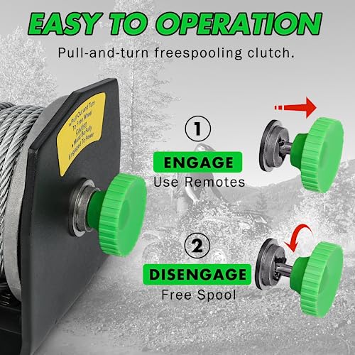 STEGODON 2500 lb. ATV/UTV Electric Winch, 12V Waterproof Steel Cable Winch,Electric Winch with Wired Remote and Wireless Remote for ATV UTV Towing,Boat,Off-Road - Image 5