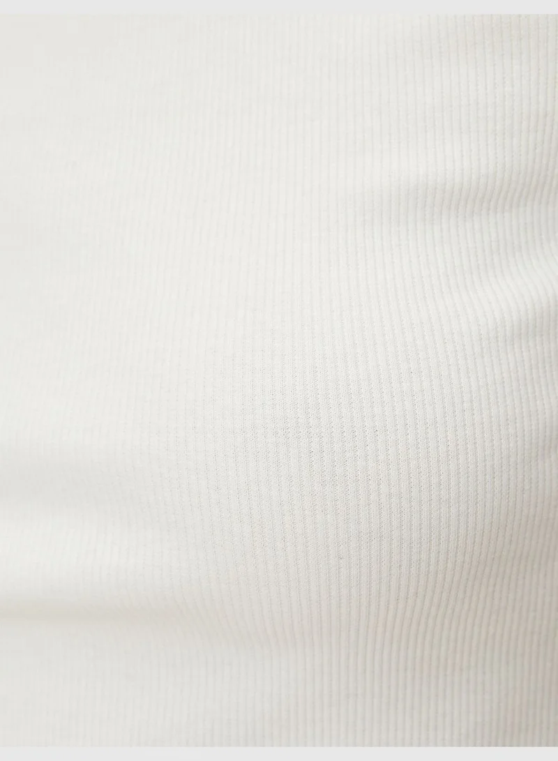 كوتون Crew Neck Short Sleeve Ribbed Cotton T-Shirt