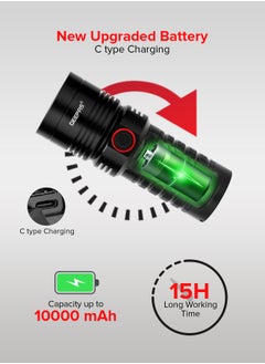 GEEPAS Waterproof LED Flashlight with Power Bank| Aluminum Housing with 25W High Power LED| 15 Hours Working Time with Power Reminder| Overcharge and Discharge Protection| Compact and Portable Design Perfect  - Image 4