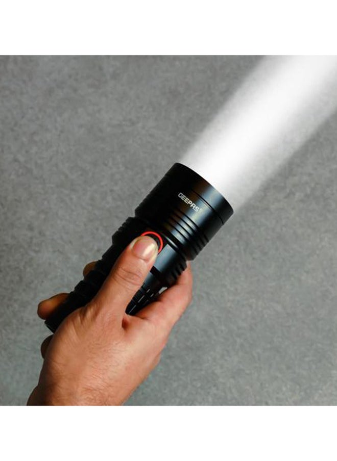 جيباس - مصباح يدوي LED مقاوم للماء مع بنك الطاقة| غلاف من الألومنيوم مزود بمصباح LED عالي الطاقة بقدرة 25 وات| 15 ساعة من وقت العمل مع تذكير بالطاقة| حماية من الشحن الزائد والتفريغ| تصميم مدمج ومحمول مثالي - Image 1
