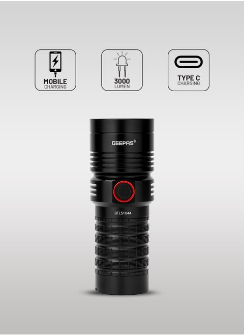 Waterproof LED Flashlight with Power Bank| Aluminum Housing with 25W High Power LED| 15 Hours Working Time with Power Reminder| Overcharge and Discharge Protection| Compact and Portable Design Perfect