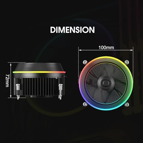 Vetroo Eclipse Low-Profile ARGB CPU Cooler, 90mm 4-Pin PWM Fan, Premium Aluminum Fins, 95W TDP Air Cooling for Intel LGA 1851 & 1700 Only - Image 5
