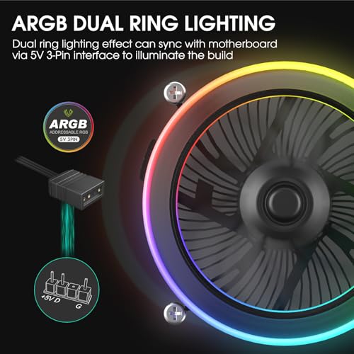 Vetroo Eclipse Low-Profile ARGB CPU Cooler, 90mm 4-Pin PWM Fan, Premium Aluminum Fins, 95W TDP Air Cooling for Intel LGA 1851 & 1700 Only - Image 2