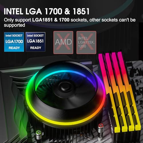 Vetroo Eclipse Low-Profile ARGB CPU Cooler, 90mm 4-Pin PWM Fan, Premium Aluminum Fins, 95W TDP Air Cooling for Intel LGA 1851 & 1700 Only - Image 4