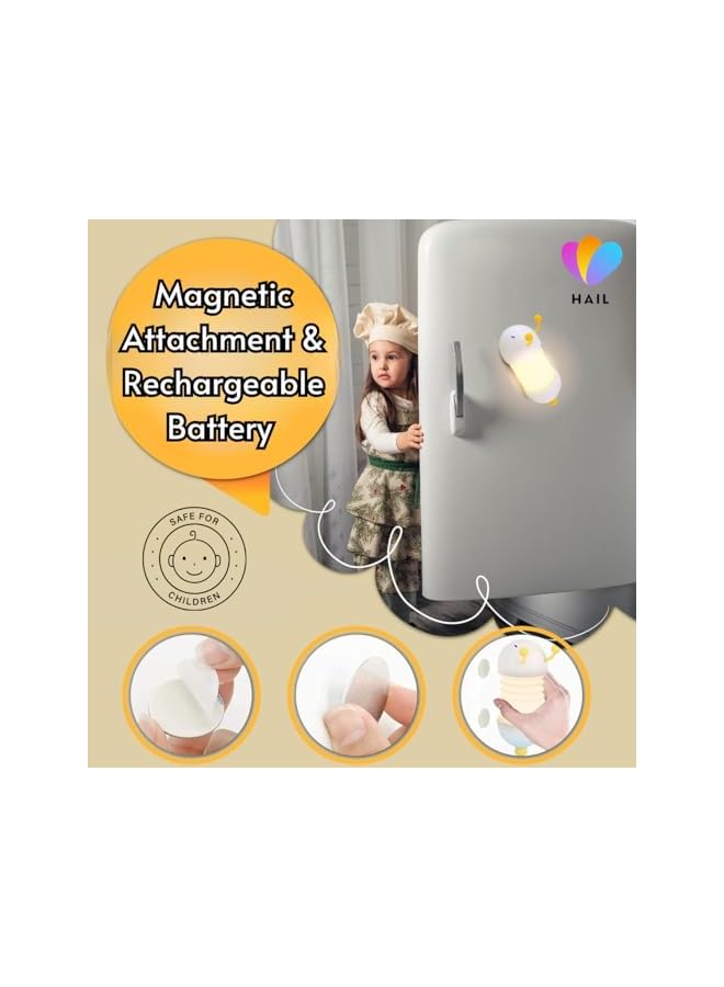 The Bros Hail - Caterpillar Kids Led Night Light Folding USB Rechargeable Bedside Lamp Portable Nursery Lamp Magnetic Stick, Soft Silicon Light- Bedroom Decoration Light, Infant Light - Free Key Chain Included - Image 4