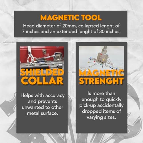 SE 30-Inch Telescopic Magnetic Pick-Up Tools with 15-lb Pull Capacity, 2-Pack - Extendable Stainless Steel Shaft, Cushioned Grip - 8036TM-NEW-2 - Image 5