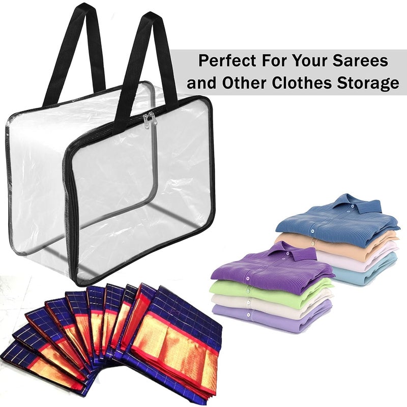 Golden Bird Golden Bird Transparent Pvc Storage Bag for Saree CoversClothes Lehenga Blankets Bedsheets Toys Docs Wardrobe Organizer Clear Storage Box Bag PACK OF 4 - Image 4