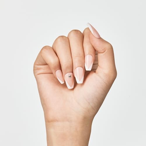 imPRESS KISS Press-On Manicure, Nail Kit, PureFit Technology, Medium Length Press-On Nails, 'So French', Includes Prep Pad, Mini Nail File, Cuticle Stick, and 30 Fake Nails - Image 5
