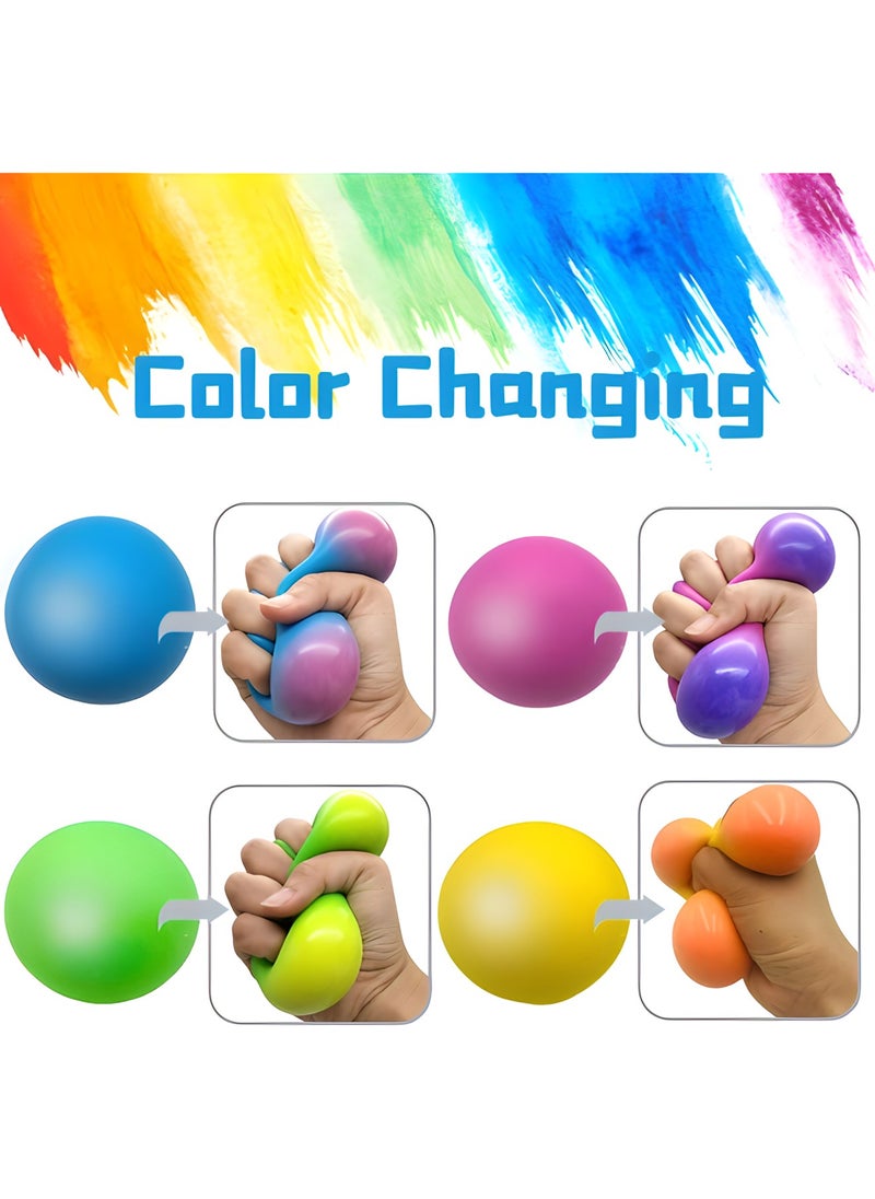 MAGIC VAULT Stress Ball Toys Color Changing - Sensory Squeeze Toys Squishy Balls for Teens Kids and Adults Stress Relief Balls for Stocking Party Bundle - 4 Pack(Green/Yellow/Blue/Pink)  - Image 4