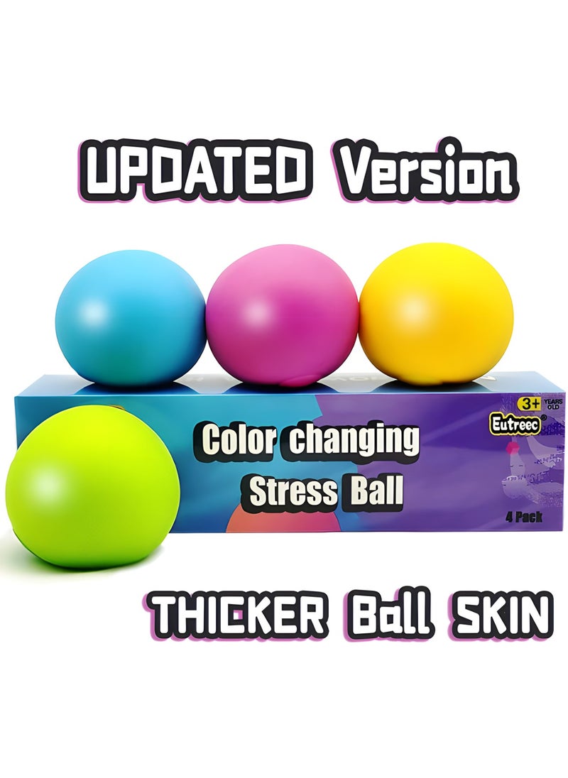 MAGIC VAULT Stress Ball Toys Color Changing - Sensory Squeeze Toys Squishy Balls for Teens Kids and Adults Stress Relief Balls for Stocking Party Bundle - 4 Pack(Green/Yellow/Blue/Pink)  - Image 3