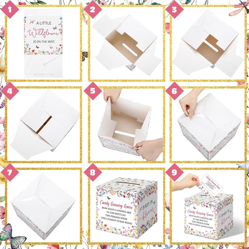 Glenmal 52 Pcs Baby Shower Games Gift Sets Large Baby Bottle for Shower Game Guess How Many Candies Decorations for Gender Reveal(Baby in Bloom) - Image 4
