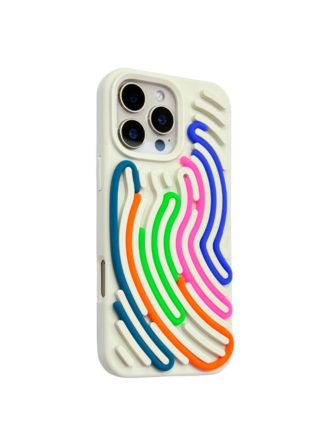 NIBEMINENT Maze Liquid Silicone Protective TPU Case Cover For iPhone 16 Pro Max, Antique White