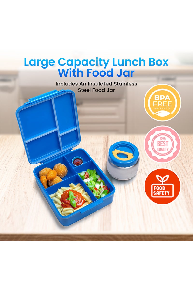 Bamboo Bark childrens kids large school lunch box, bento, snack box with compartments for kids, food jar included - Image 3