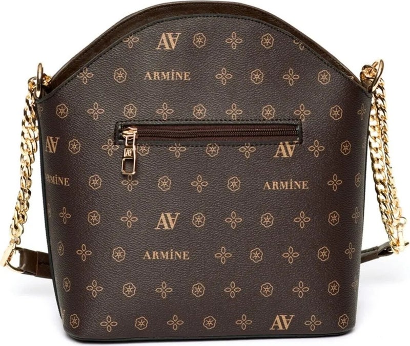 Armine Women's Hand and Shoulder Bag Coffee Printed 102 - Image 3