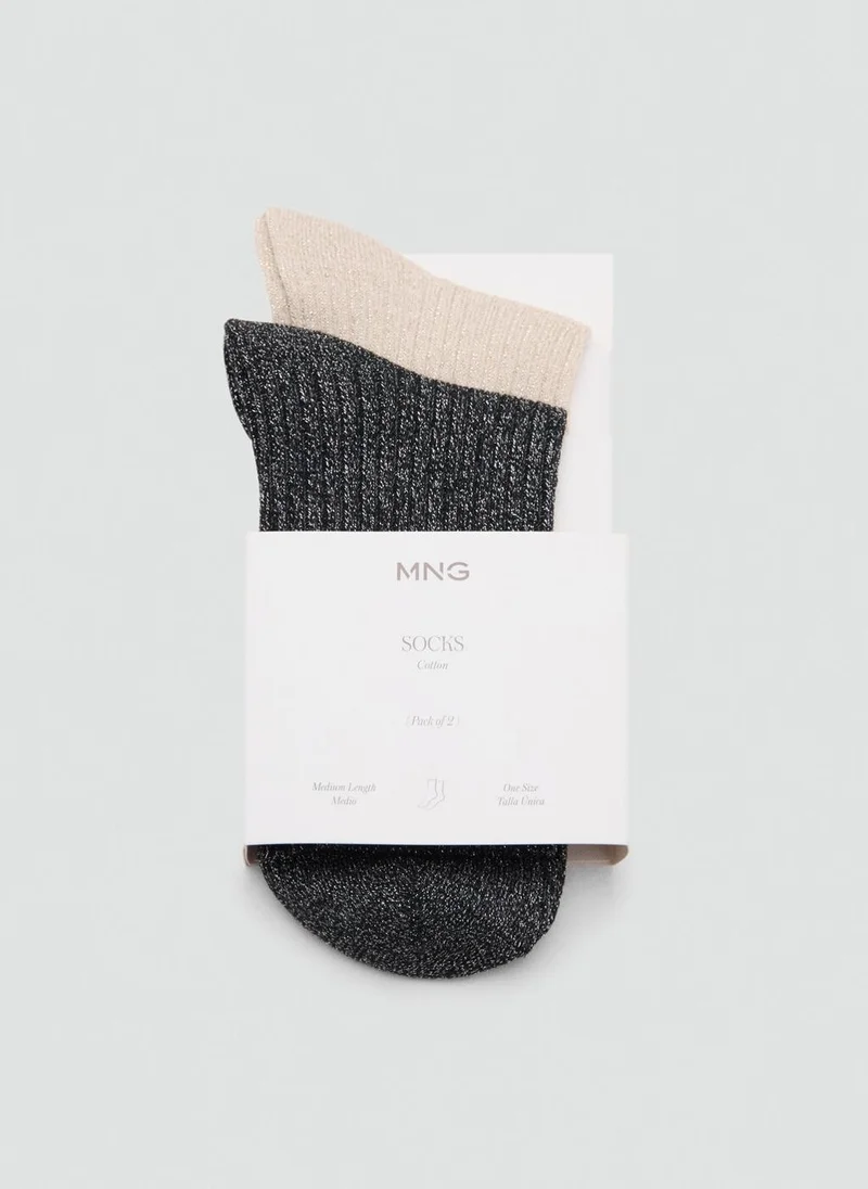 MANGO Ribbed lurex socks