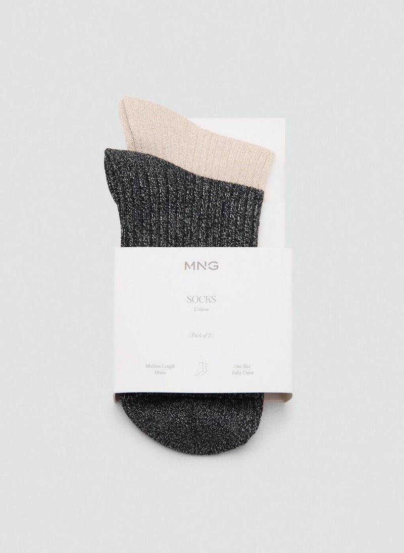 MANGO Ribbed lurex socks - Image 2