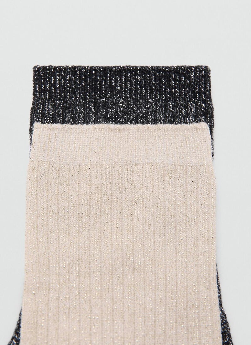 MANGO Ribbed lurex socks - Image 3