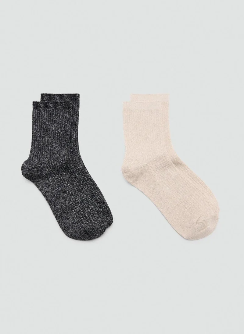 MANGO Ribbed lurex socks