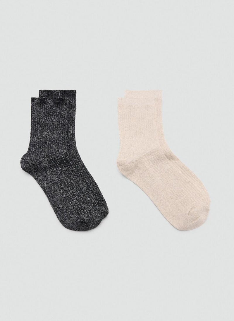 MANGO Ribbed lurex socks - Image 1