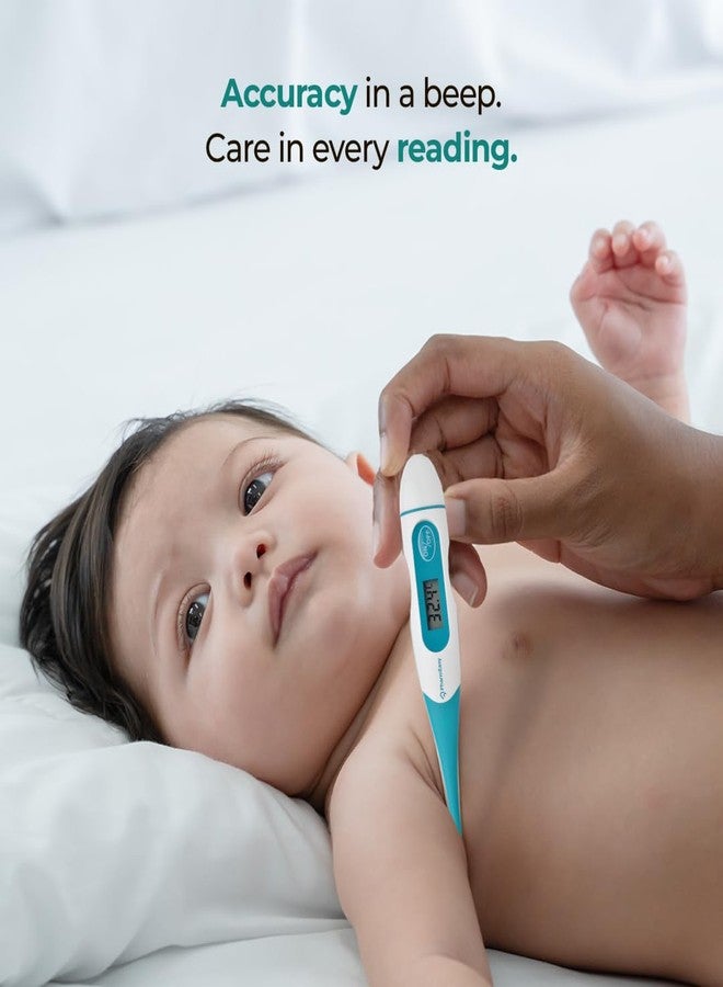 PharmEasy Digital Flexible Tip Thermometer for Fever, Fast & Accurate Temperature Reading in Celsius | Waterproof, Oral & Underarm Use for both Kids & Adults | Ideal for Home Use, Easy-to-Read Screen - Image 5