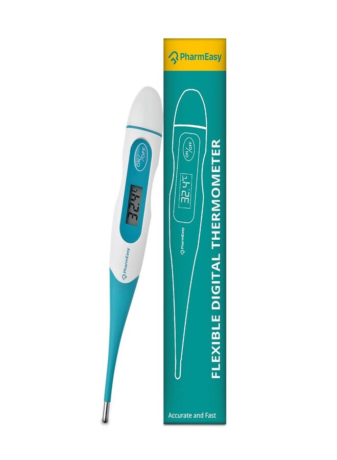 PharmEasy Digital Flexible Tip Thermometer for Fever, Fast & Accurate Temperature Reading in Celsius | Waterproof, Oral & Underarm Use for both Kids & Adults | Ideal for Home Use, Easy-to-Read Screen - Image 1