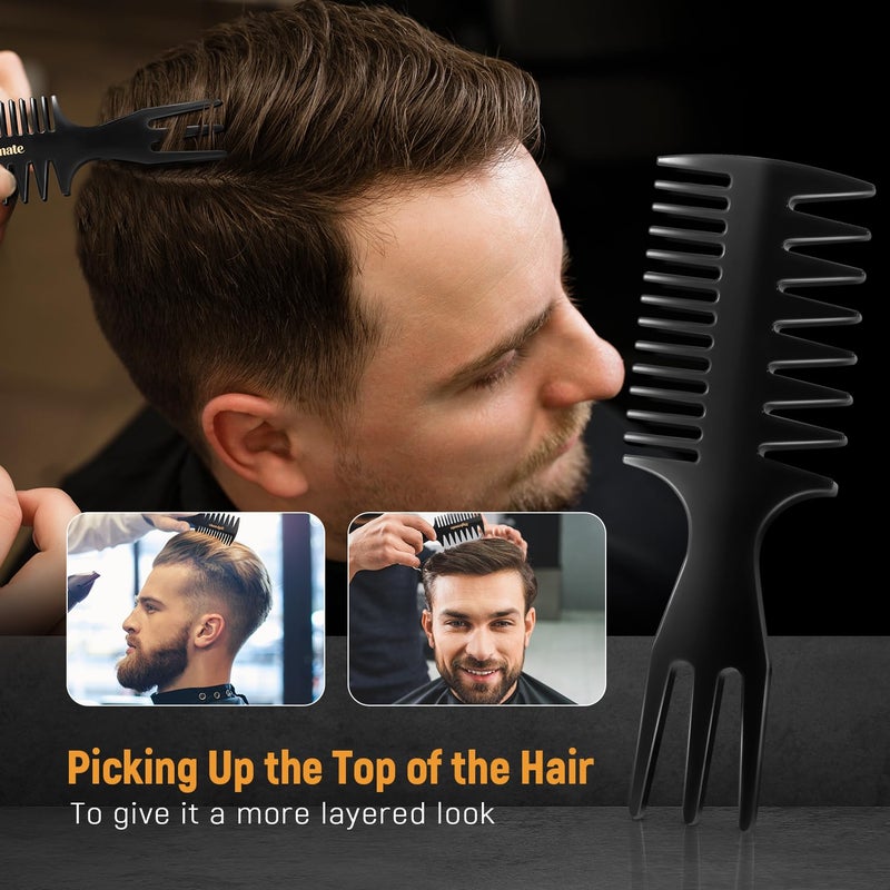 Stylemate 3Pcs Hair Styling Combs Set for Men, Black Barber Wide Tooth Texture Comb for Quiff, Pompadour, Slick Back, Fauxhawk, Undercut - Image 2