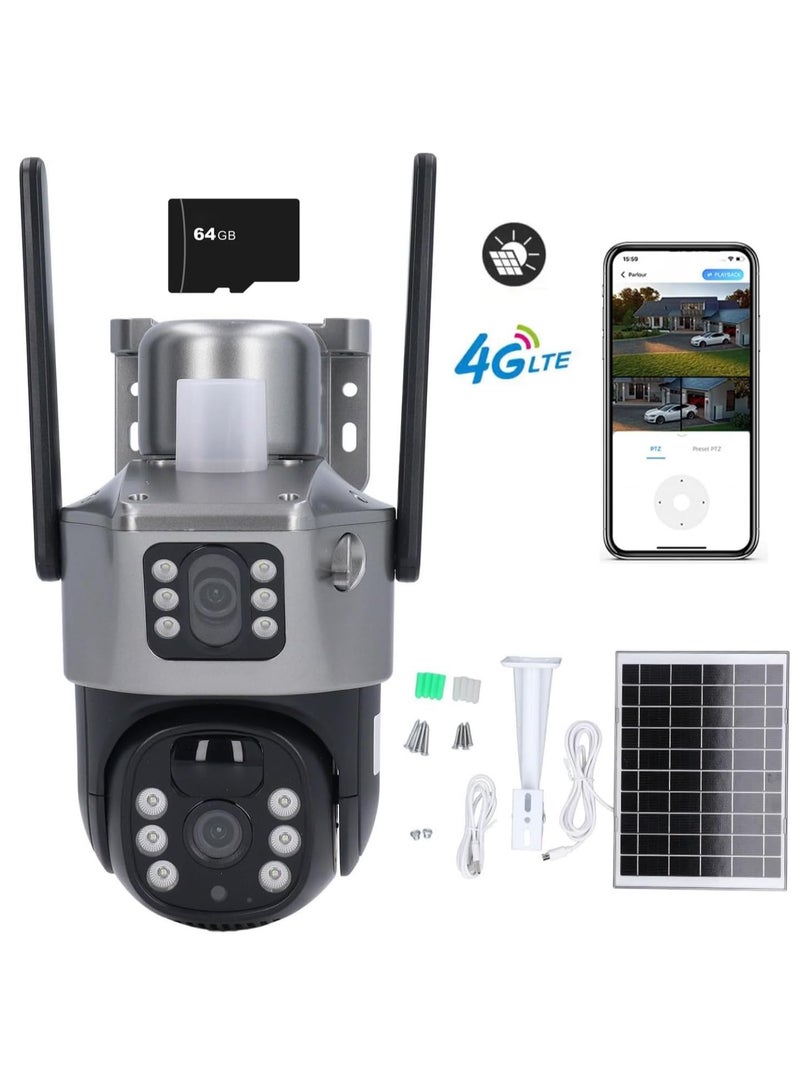 DIGI CORE 1080P Dual HD Lens Camera Outdoor Security Camera System For Home & Indoor-Outdoor IP Cameras With App (SIM Internet Working Only) Different Modes 360 Wireless Camera Built-In Microphone And Speaker Waterproof Camera Human Detection Solar Security Cameras Motion Detection 4G IP66 Waterproof Camera With 128GB SD Card True Color View - Image 1