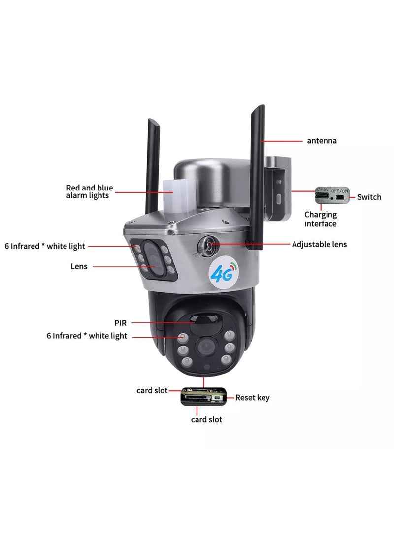 DIGI CORE 1080P Dual HD Lens Camera Outdoor Security Camera System For Home & Indoor-Outdoor IP Cameras With App (SIM Internet Working Only) Different Modes 360 Wireless Camera Built-In Microphone And Speaker Waterproof Camera Human Detection Solar Security Cameras Motion Detection 4G IP66 Waterproof Camera With 128GB SD Card True Color View - Image 3