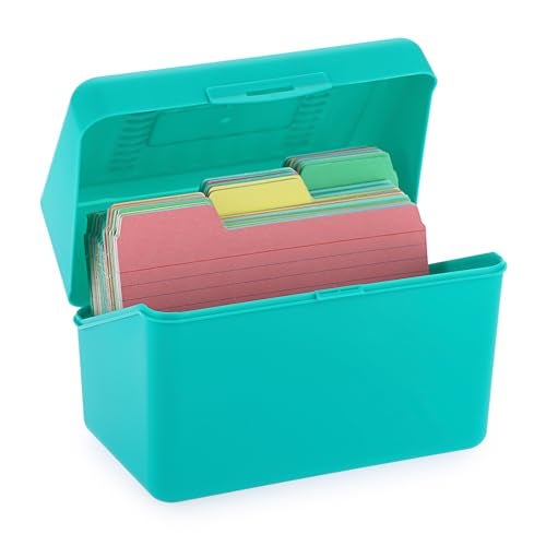 BTSKY 1 Pack 4 x 6 inch Index Card Box - Index Card Holder Notecard Box Recipe Organizer Plastic Storage Organizer for Filling Cards, Notes, Flashcards, Recipes, Green(Not Include Cards) - Image 1