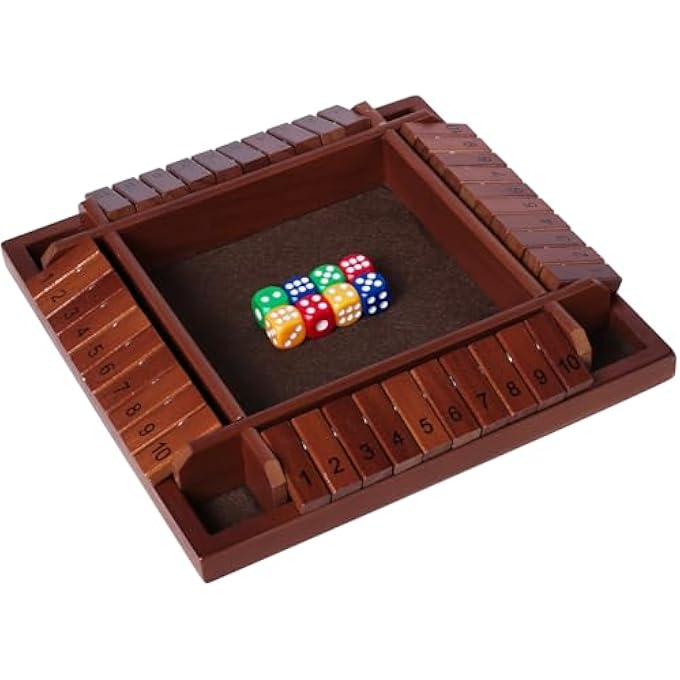 Nicecho Shut The Box Dice Game24 Player Family Wooden Board Table Math Games for Adults and Kids 8 Dices Classics Games for ClassroomHomeParty or Pub  Brown - Image 2