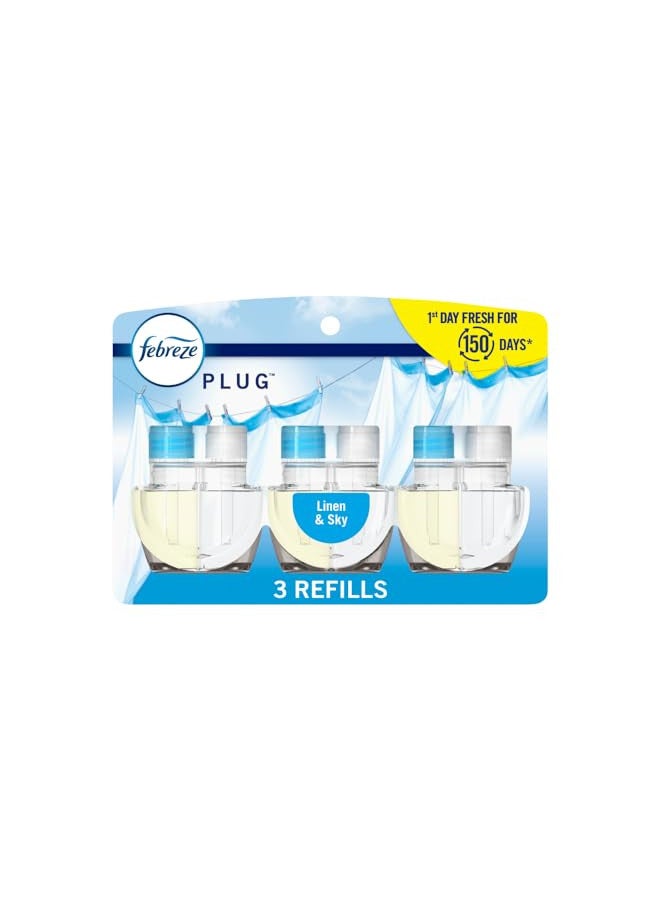 febreze Febreze Odor-Fighting Fade Defy PLUG Air Freshener Refill, Linen & Sky, (3) .87 fl. oz. Oil Refills - Image 1