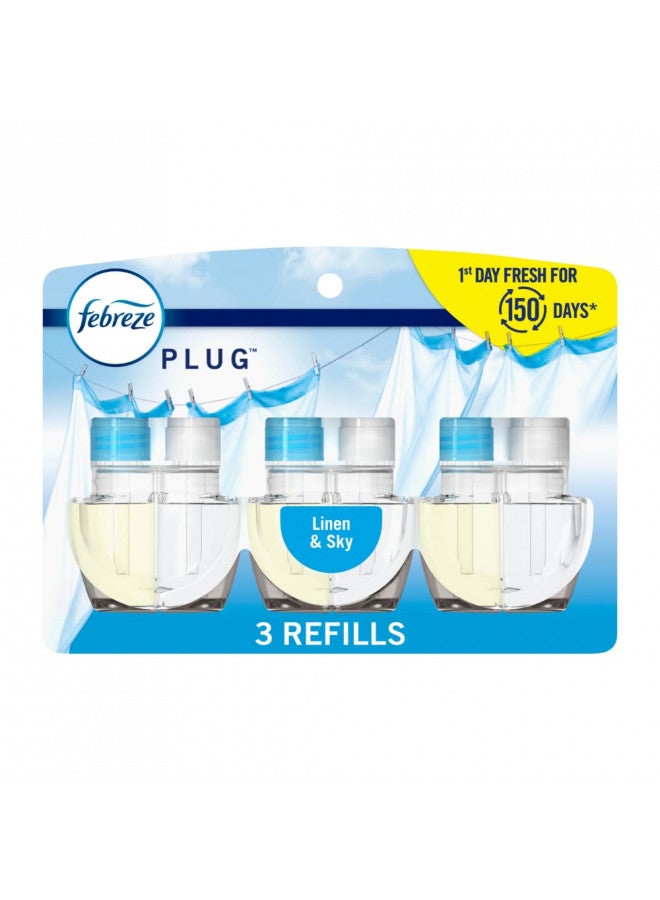 febreze Febreze Odor-Fighting Fade Defy PLUG Air Freshener Refill, Linen & Sky, (3) .87 fl. oz. Oil Refills - Image 2