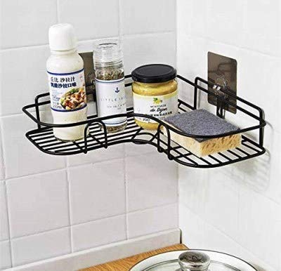 Kavid Metal Bathroom Corner Rack Storage Shelves Bathroom Storage Rack Corner Bathroom Corner Shelf Organizer Storage Bathroom Shelf Shelves Corner BlackPack of 1 - Image 3