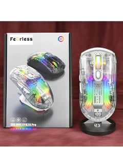 Fearlex Rechargeable Wireless Gaming Mouse | Transparent RGB Superlight Ergonomic 2.4 GHz Wireless Mouse with 4000 DPI | Programmable Wireless Gaming Mice with Magnetic charging base and Digital Display  - Image 1