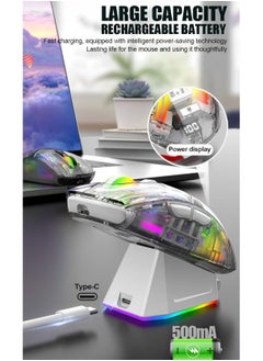 Fearlex Rechargeable Wireless Gaming Mouse | Transparent RGB Superlight Ergonomic 2.4 GHz Wireless Mouse with 4000 DPI | Programmable Wireless Gaming Mice with Magnetic charging base and Digital Display  - Image 4