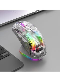Fearlex Rechargeable Wireless Gaming Mouse | Transparent RGB Superlight Ergonomic 2.4 GHz Wireless Mouse with 4000 DPI | Programmable Wireless Gaming Mice with Magnetic charging base and Digital Display  - Image 2