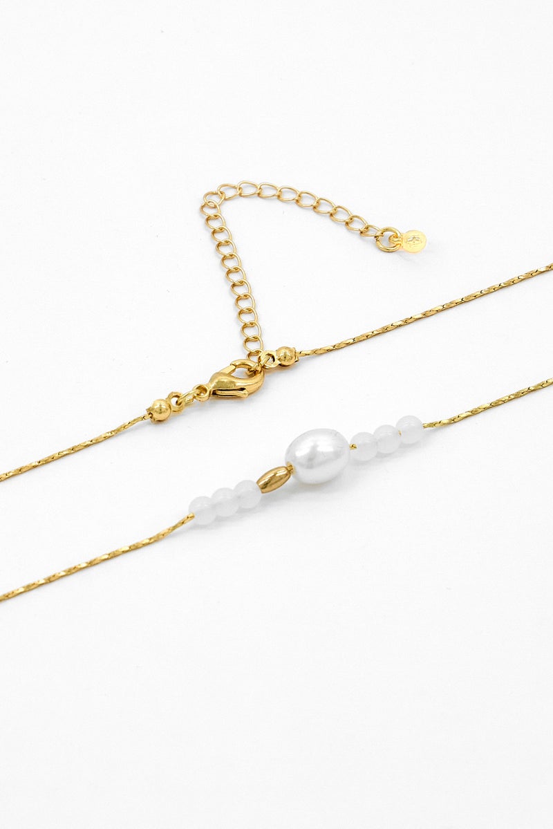 Caracol Women Gold Plated Pearl Necklace, Gold  - Image 2