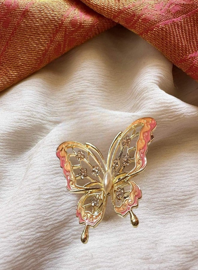ZUGAD Colorful Butterfly Brooch Women - Rhinestone Saree Clip Stylish Metal Scarf Pin Enamel Bridal Dress Accessory Blazer Dupatta Shawl Elegant Jewelry Girls Fashion Gift (1PCS, Multicolor) - Image 5